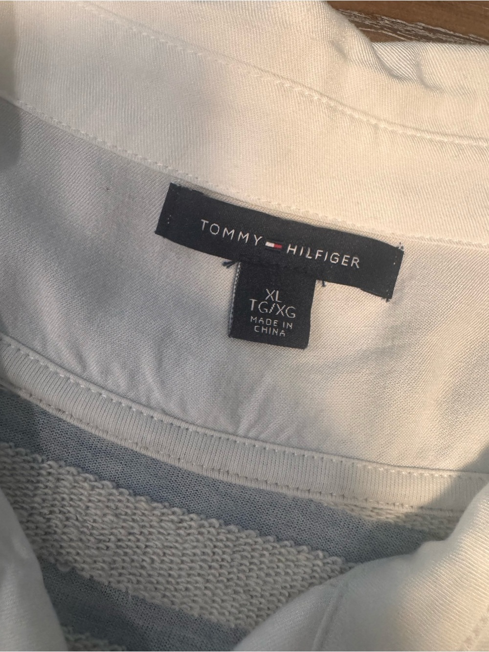 Tommy Hilfiger Light Blue & Cream Striped Layered-Effect Sweater Top - Picture 2 of 7